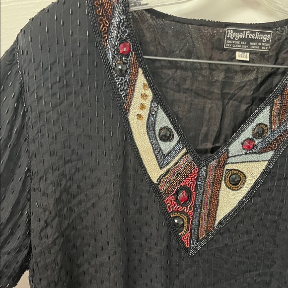 Vintage 100% Silk Beaded Blouse - Picture 4 of 9